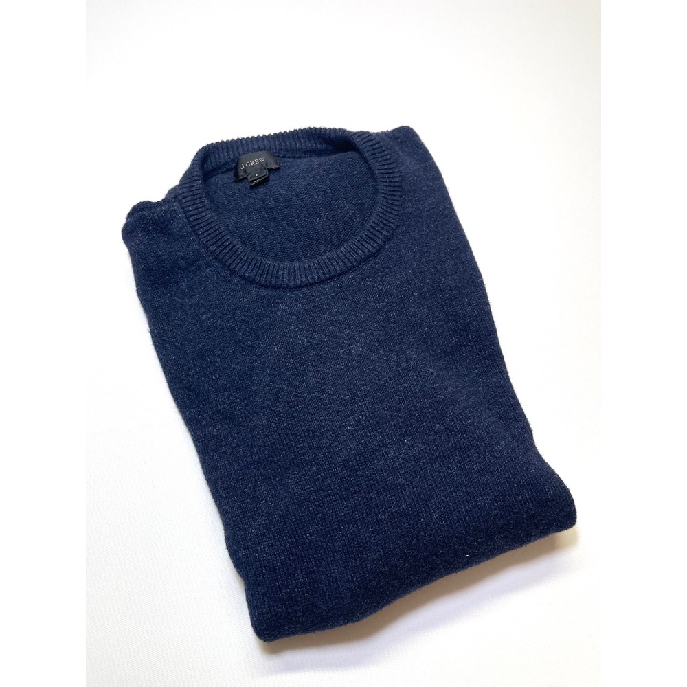 J Crew Mens Crewneck Sweater Large Navy Blue Heather Preppy Ivy League 0302